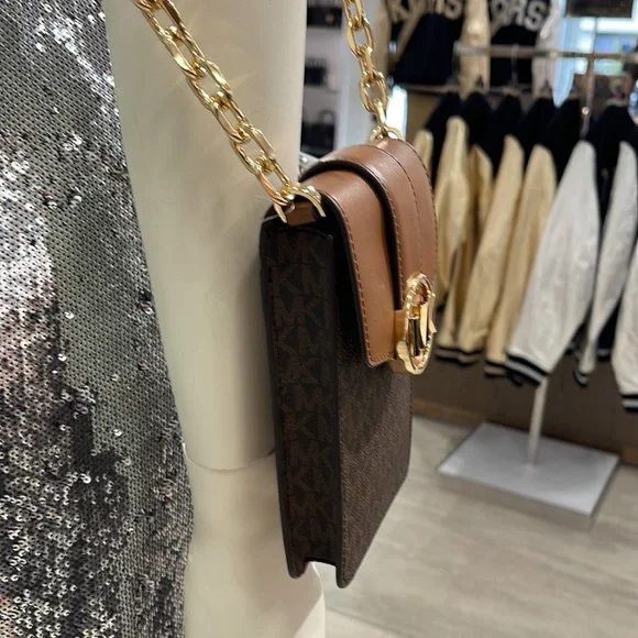 Michael Kors Carmen Small Logo Smartphone Crossbody BagBrownNWT